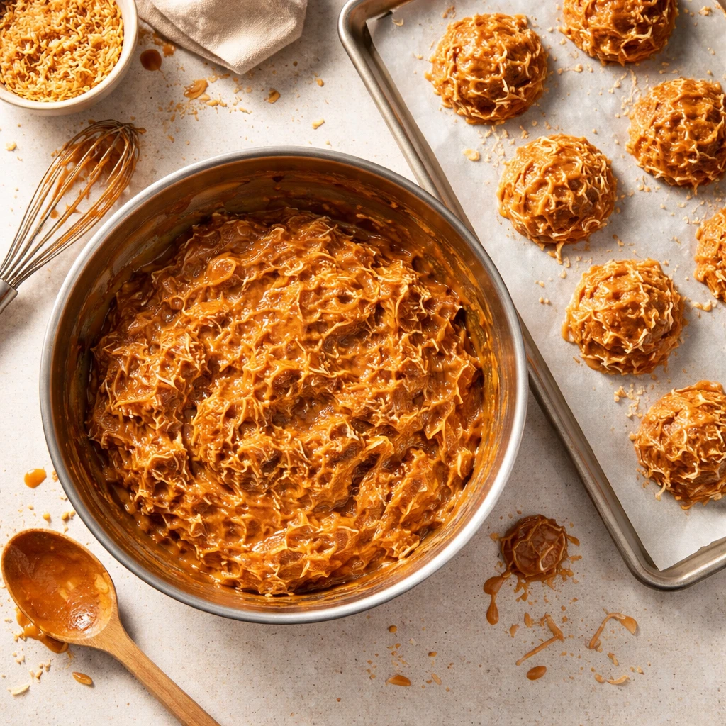 no bake samoa cookies with toasted coconut caramel and drizzled chocolate on a white plate