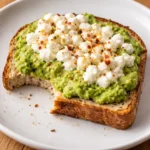 avocado toast with cottage cheese creamy fresh quick healthy breakfast or snack