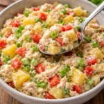 hawaiian chicken salad with bright flavors crunch and comfort ingredients in a bowl