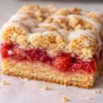 strawberry shortcake bars golden crust fresh strawberries baked dessert summer treat