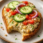 chickpea and yogurt toast with fresh vegetables healthy easy nourishing dinner idea