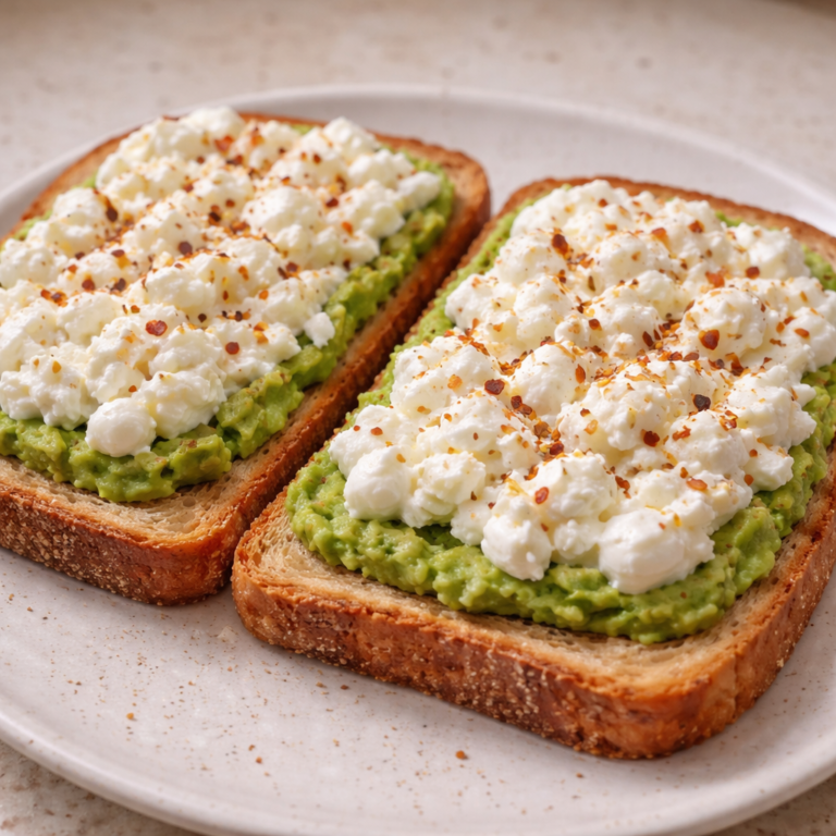 avocado toast with cottage cheese creamy fresh quick healthy breakfast meal