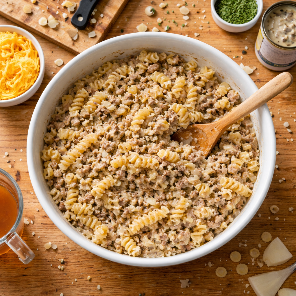 Hamburger Supreme Casserole preparation photo