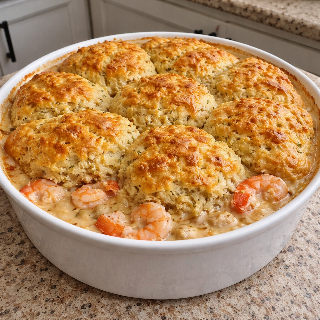 Shrimp & Lobster Biscuit Pot Pie: Comfort Food with a Twist featured photo