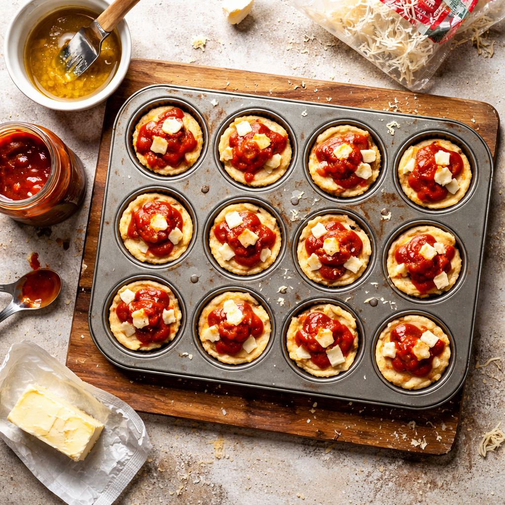 Garlic Butter Pizza Cupcakes preparation photo