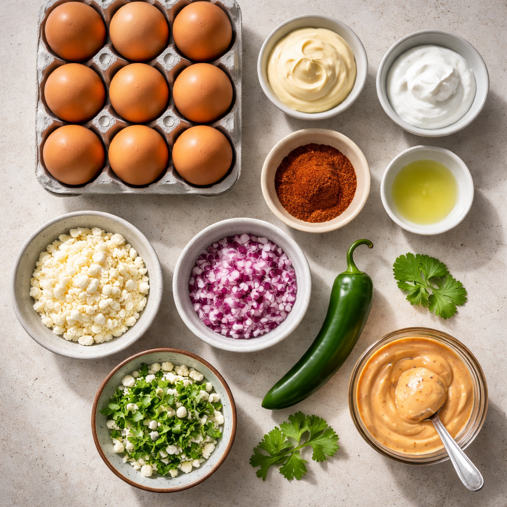 Elote Deviled Eggs: 12 Fiesta Delights ingredients photo