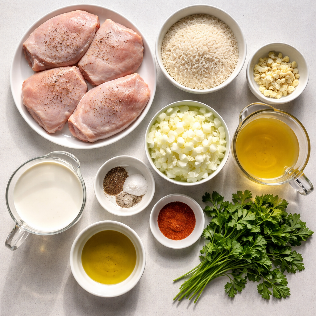 Smothered Chicken and Rice ingredients photo