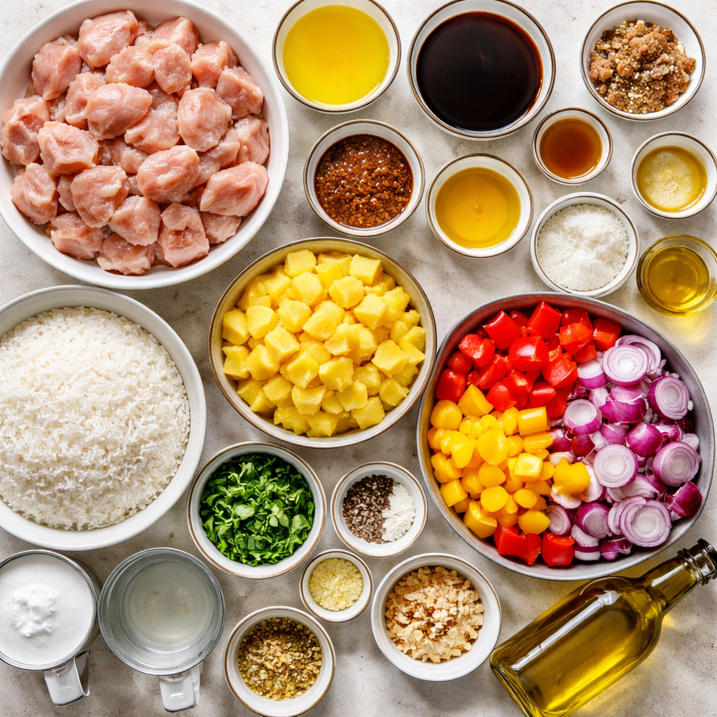 Hawaiian Chicken & Coconut Rice: Tropical Dinner Delight ingredients photo