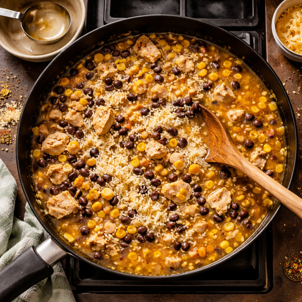 Southwest Chicken and Rice Skillet preparation photo