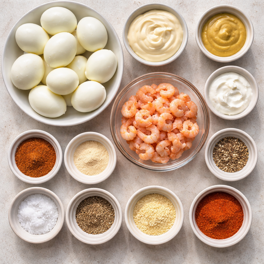 Cajun Shrimp Deviled Eggs ingredients photo