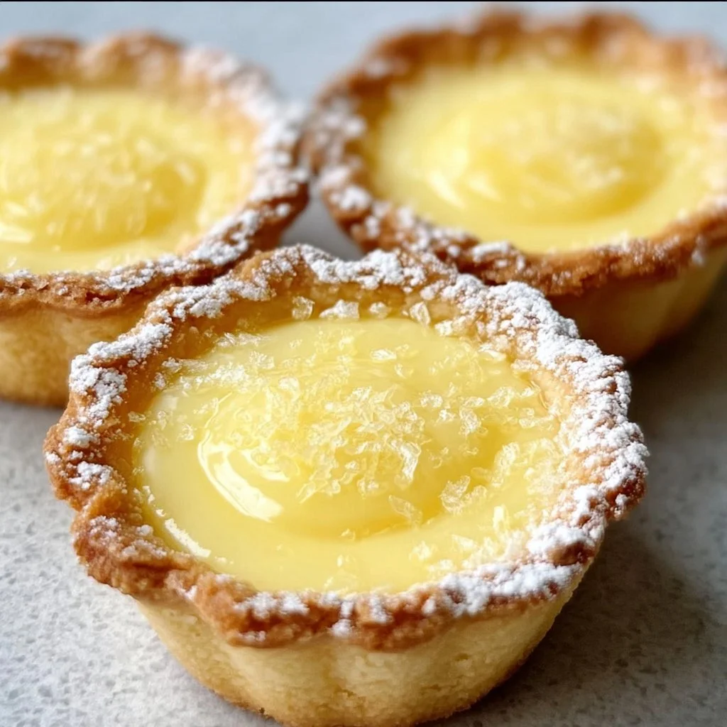 Delicious Baby Lemon Impossible Pies served on a decorative plate