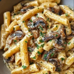 Creamy Tuscan mushroom pasta skillet with herbs and toppings
