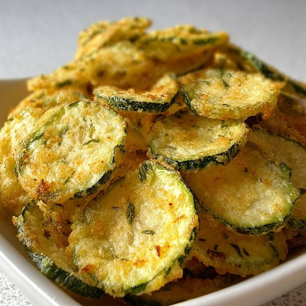 Crunchy Ranch Cucumber Chips in a bowl, a healthy snack option
