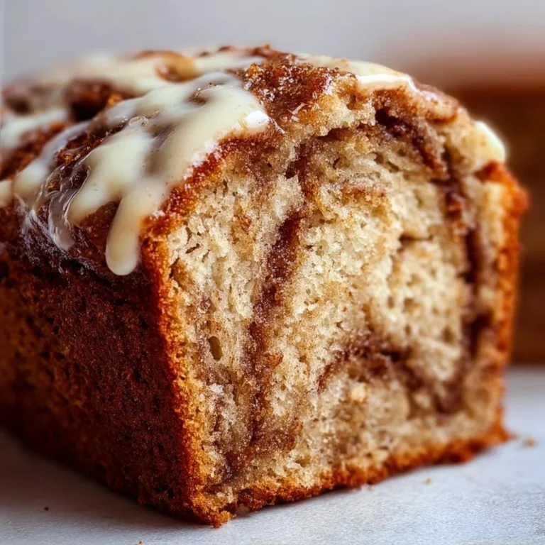 Slices of easy cinnamon roll banana bread on a wooden table