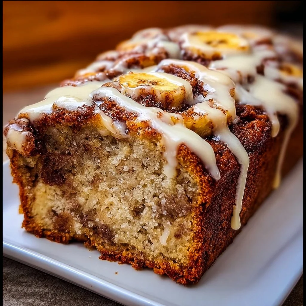 Easy Cinnamon Roll Banana Bread
