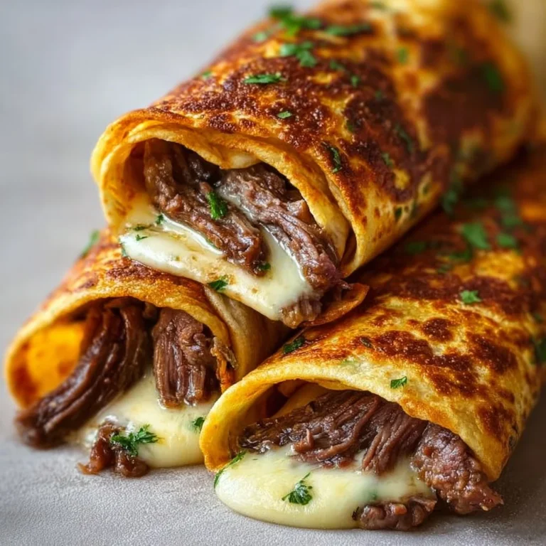Easy French Dip Tortilla Roll Ups with juicy beef and melty cheese