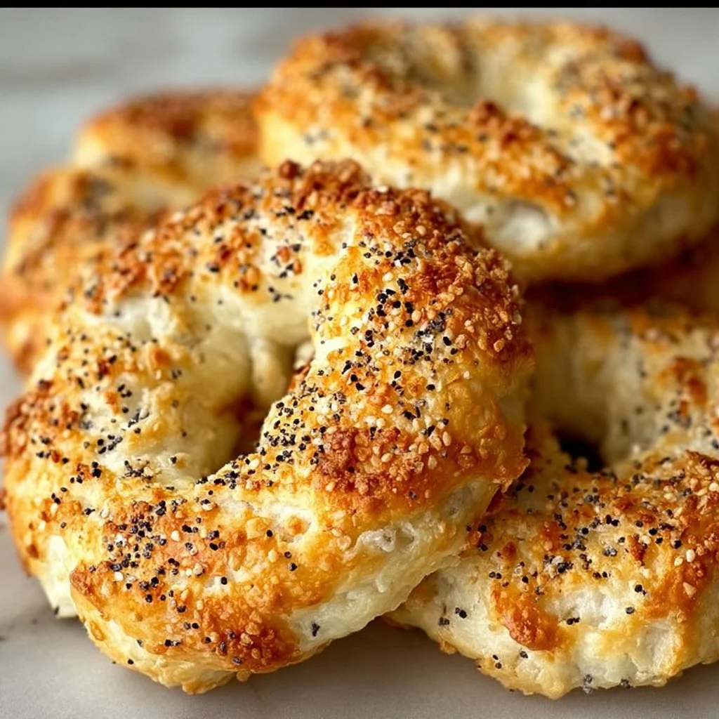 Freshly baked Greek Yogurt Bagels on a wooden cutting board