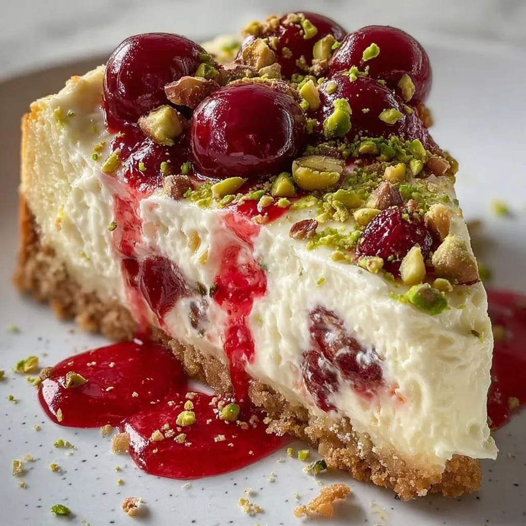 Luscious Lemon-Lime Cherry Pistachio Cheesecake