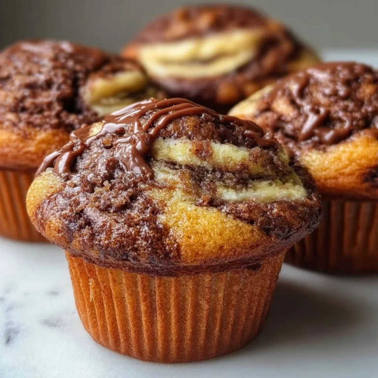 Freshly baked Nutella banana swirl muffins cooling on a wire rack