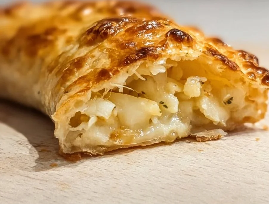 Delicious homemade potato, cheese, and onion pasties ready to enjoy.