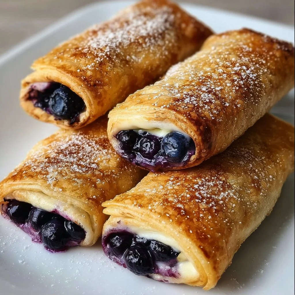 Delicious air fryer blueberry chimichangas ready to be served