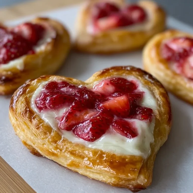 Delicious Strawberry Cream Cheese Heart Danishes on a plate