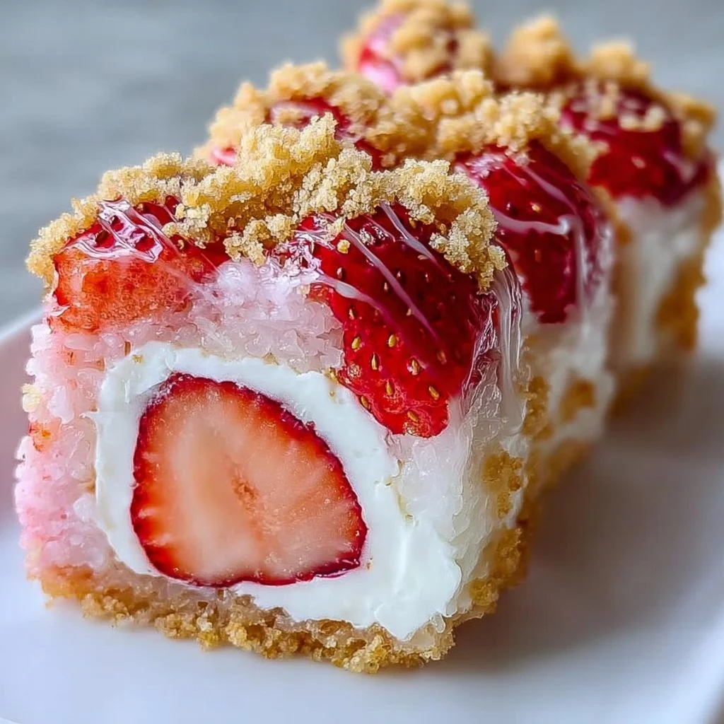 Strawberry Shortcake Cheesecake Dessert Sushi Rolls